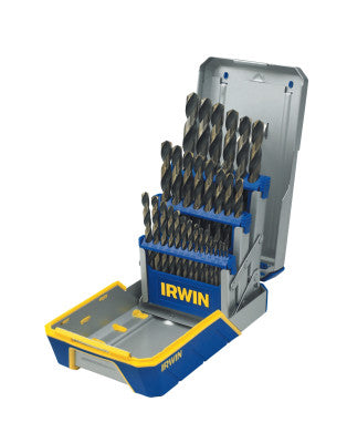 29-pc Black and Gold Metal Index Drill Bit Sets, 1/16 in - 1/2 in Cut Dia.
