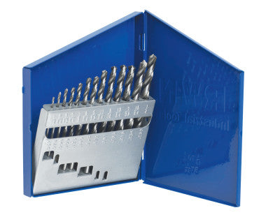 High Speed Steel Drill Bit Sets, 1/16 in - 1/4 in Cut Dia., Metal Case, 13/Set