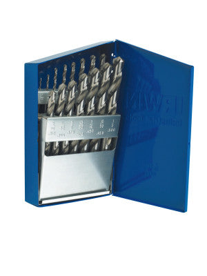 Reduced Shank High Speed Steel Drill Bit Sets, 1/16 in-1/2 in Cut Dia, 17/Set