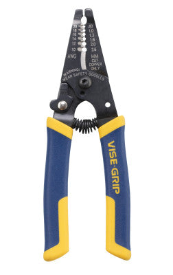 Wire Strippers / Cutters, 6 in, 10-20 AWG, Blue/Yellow