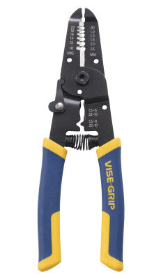 Wire Strippers / Crimpers / Cutters, 7 in, 10-20 AWG, Blue/Yellow