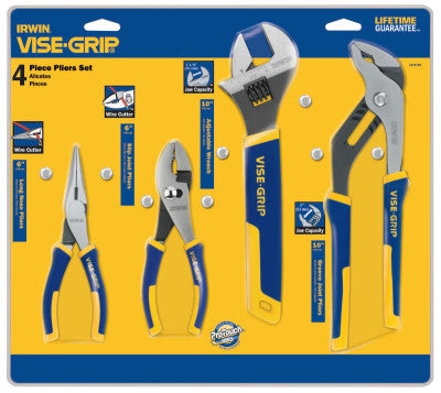 4-pc ProPlier Sets, 6in Long Nose/6in Slip Joint/10in Pliers/Tray