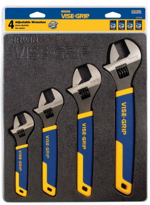 4-pc Adjustable Wrench Tray Sets, 6/8/10/12 in Adj Wrench, Tray