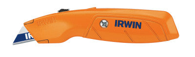 Hi-Vis Retractable Knife, 6 1/2 in, Bi Metal Blade, Cast Aluminum, Orange