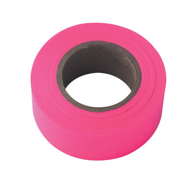 Flagging Tape, 1 3/16 in x 150 ft, Pink Glo