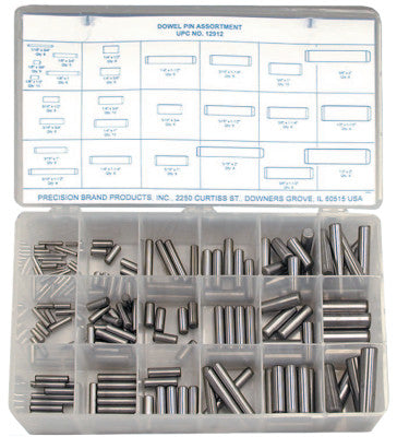 Dowel Pin Assortments, Alloy Steel, 176 per set