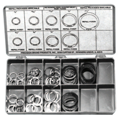 Retaining Ring Assortments, Spring Steel, 140 per set