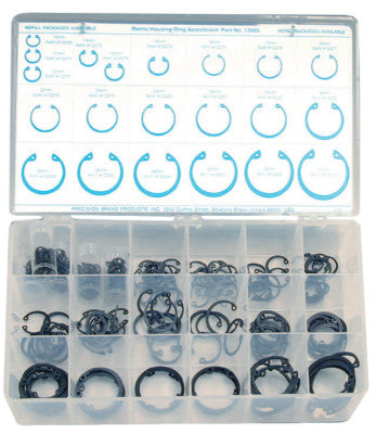 Metric Housing Ring Assortments, Steel, 218 per set