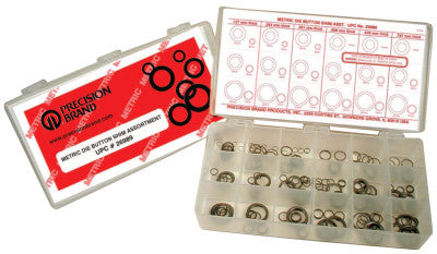 Die Button Shim Assortments, 4.95 ID, 5.96 OD - 15.50 ID, 19.93mm OD, 330/Set