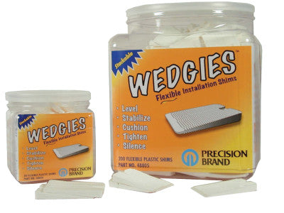 Wedgies Installation Shims, Plastic, Flexible, White, 200 Pieces