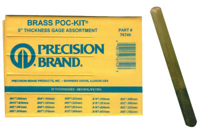 1/2" X 5"  BRASS THICKNESS GAGE POC-KIT ASST