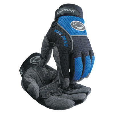Synthetic Leather Palm Gloves, Small, Blue/Black