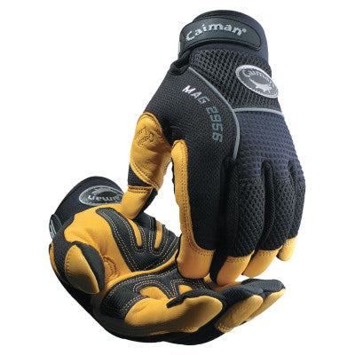 Gold Grain Leather Palm Gloves, Small, Gold/Black