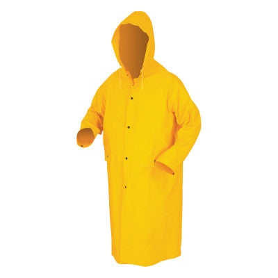 Classic Rain Coat, Detachable Hood, 0.35 mm PVC/Poly, Yellow, 49 in 4X-Large