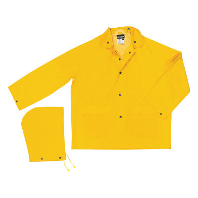 200J Classic Series Detachable Hood Rain Jackets, Yellow, 16 in, X-Large