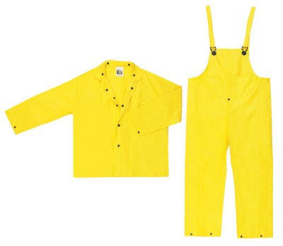 Three-Piece Rain Suit, Jacket/Hood/Pants, 0.28 mm PVC/Nylon, Yellow, Small