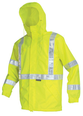 Pro Grade Rain Jacket, Polyester/Polyurethane, Hi-Viz Lime, Large