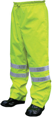 Pro Grade Rain Pants, Polyester/Polyurethane, Hi-Viz Lime, Large