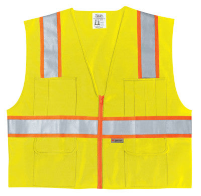 Luminator Class II Surveyors Vests, X-Large, Fluorescent Lime