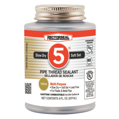No. 5 Pipe Thread Sealants, 1/2 Pint Can, Yellow