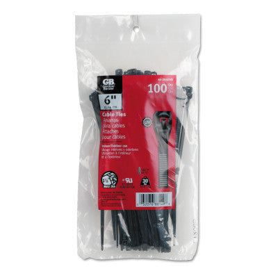 Standard Cable Ties, 45 lb Tensile Strength, 1/2 in x 5 in, Black