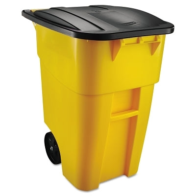 YELLOW 50 GALLON BRUTE ROLLOUT CART WITH LID