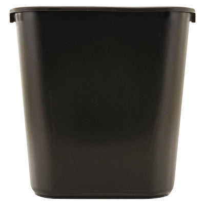 Deskside Plastic Wastebasket, Rectangular, 7 gal, Black