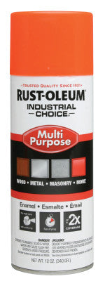 Industrial Choice 1600 System Enamel Aerosols,12oz, Fluorescent Orange, Hi-Gloss