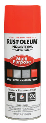 Industrial Choice 1600 System Enamel Aerosols,12oz,Fluorescent RedOrange,HiGloss