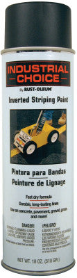 Industrial Choice S1600 System Inverted Striping Paints, 18 oz Aerosol, Black