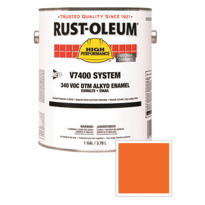 High Performance V7400 System DTM Alkyd Enamel, 1 Gal, Safety Orange, High-Gloss