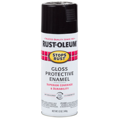 Stops Rust Protective Enamel Spray Paints, 12 oz Aerosol, Black