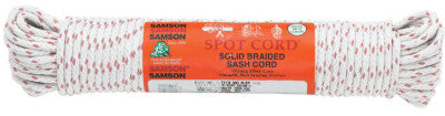 Cotton Core Sash Cords, 800 lb Cap., 100 ft, Cotton, White