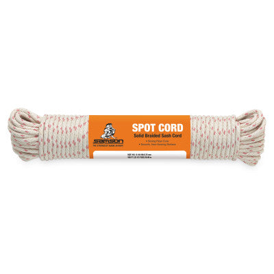 Nylon Core Sash Cords, 825 lb Cap., 100 ft, Cotton, White