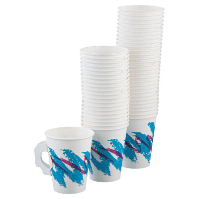 Single Sided Poly Paper Hot Cups, 8 oz, Jazz Design