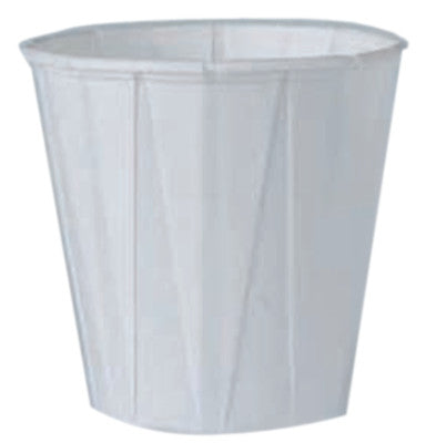 Pleated Paper Water Cups, 3 1/2 oz, White, 5,000 per case