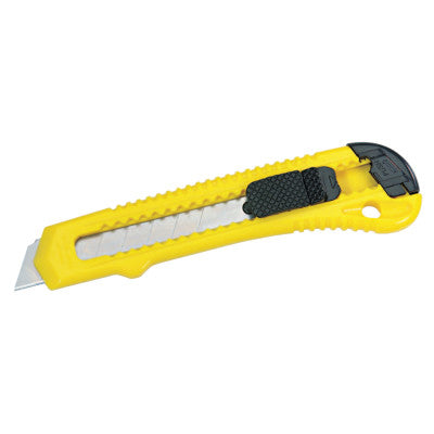 Retractable Pocket Cutters, 6 in, Snap-Off Steel Blade, Plastic, Black; Yellow