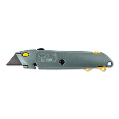 Quick Change Retractable Utility Knives, 8 1/2 in, Steel Blade, Metal, Gray