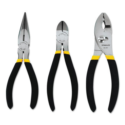 3-Piece Basic Plier Sets, 6 in, Diagonal/Long Nose/Slip Joint