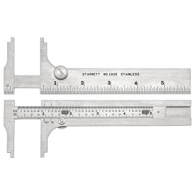 1025 Series Pocket Slide Calipers, 6 in, Stainless Steel