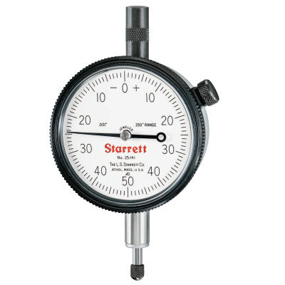 25 Series AGD Group 2 Dial Indicators, 0-50-0 Dial, 0.25 in Range