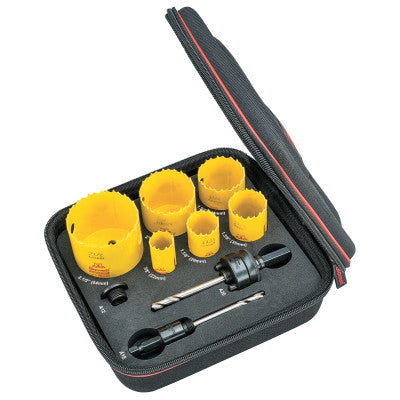 Deep Cut Electricians Holesaw Kits, 3/4 in - 2 1/4 in Cut Diam