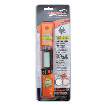 Savage 9 in. Digital Torpedo Magnetic Levels, 2 Vials