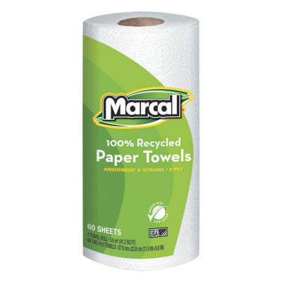 100% Recycled Roll Towels, 9 x 11, 60 Sheets