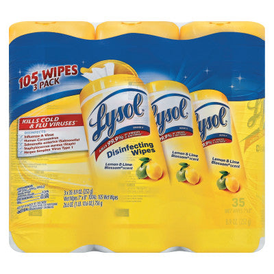 Disinfecting Wipes, 7 x 8, Lemon and Lime Blossom, 35/Canister