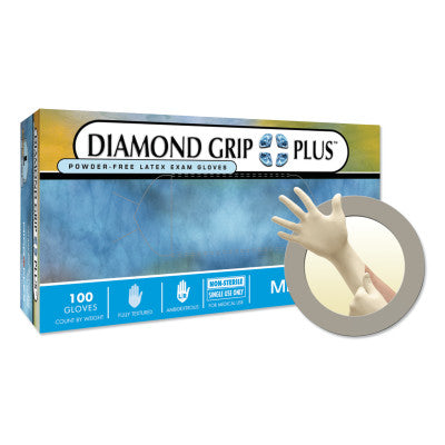 Diamond Grip Plus DGP-350 Latex Exam Gloves, Large, Natural Rubber Latex