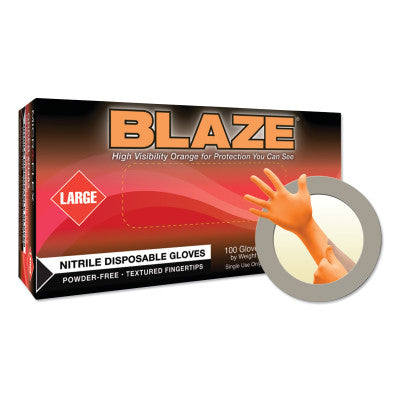 Blaze N48 Nitrile Exam Gloves, Beaded, X-Large, Orange
