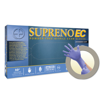 Supreno EC SEC-375 Nitrile Exam Gloves, Beaded, X-Large, Violet Blue