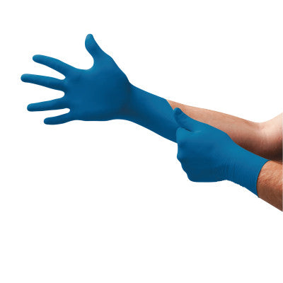 UltraSense Disposable Gloves, Nitrile, Finger -11 mm; Palm -8 mm, Small, Blue