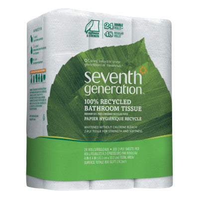100% Recycled Bathroom Tissue, 2-Ply, White, 300 Sheets/Roll